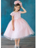 Cap Sleeves Floral Tulle Flower Girl Dress